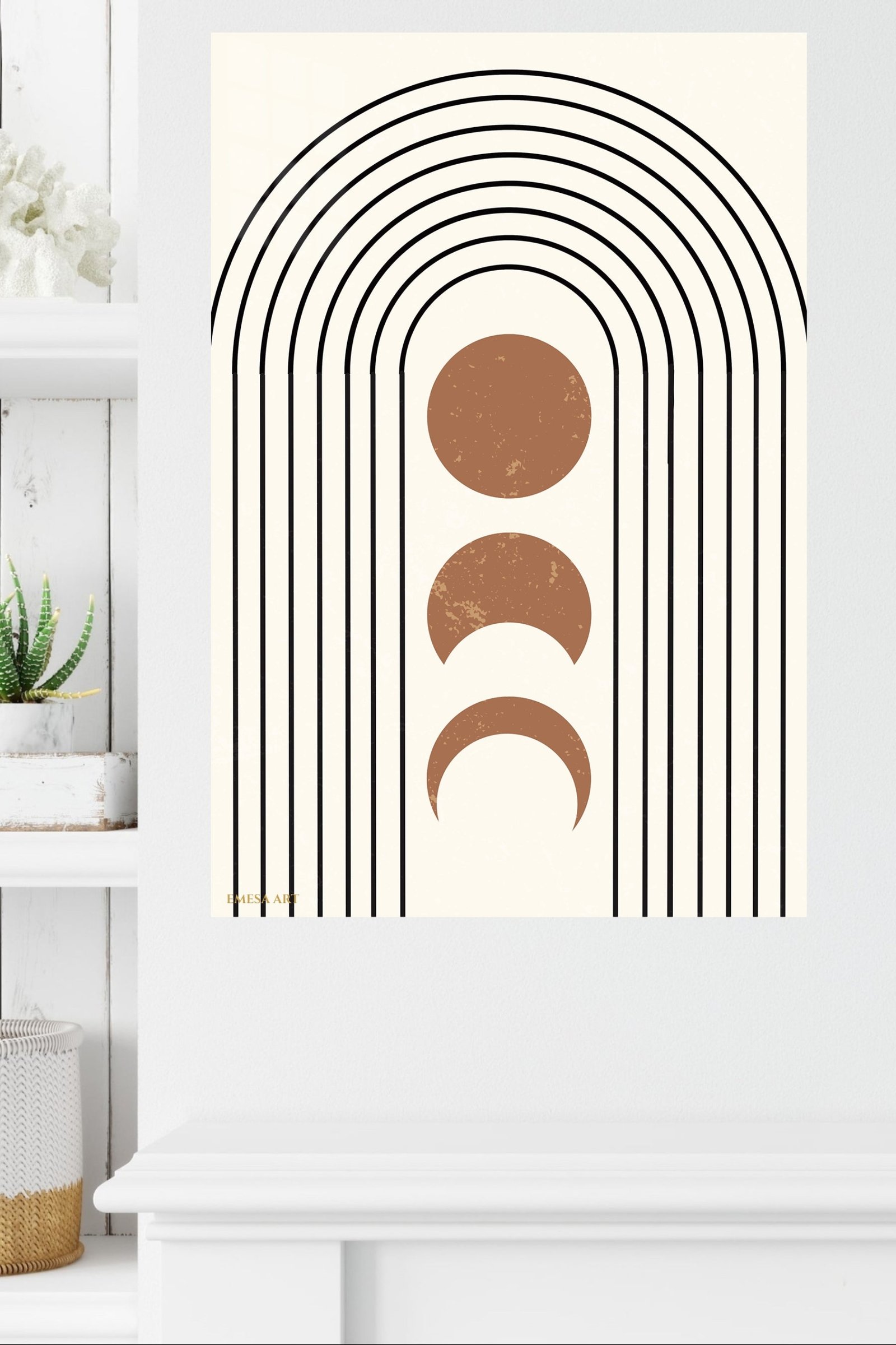 Terracotta Moon Phases Arch metal wall art print, view 4