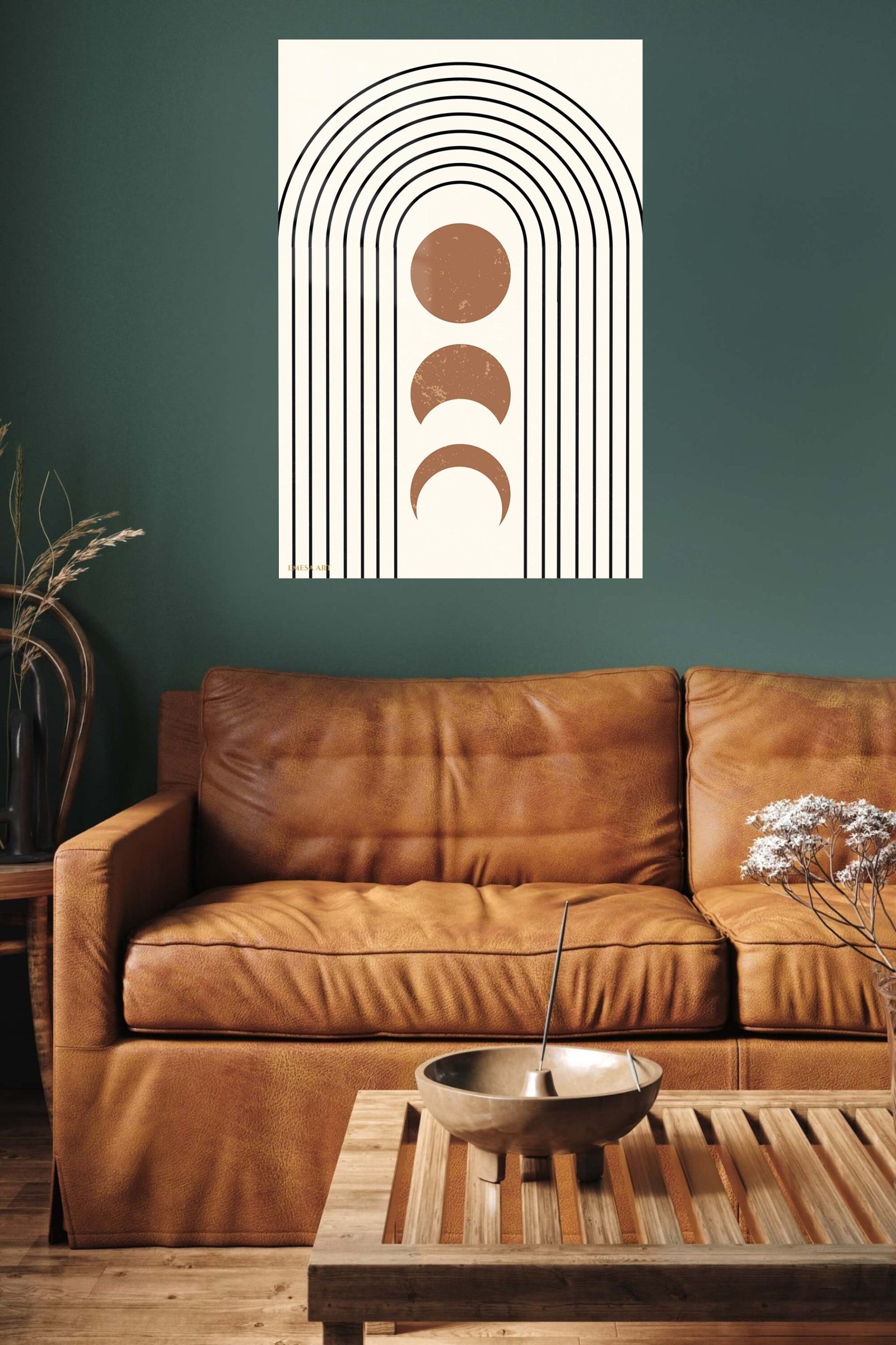 Terracotta Moon Phases Arch metal wall art print, view 5