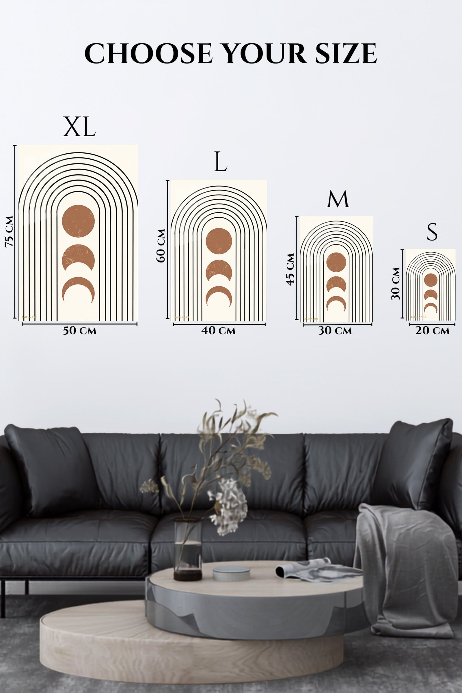 Terracotta Moon Phases Arch metal wall art print, view 6
