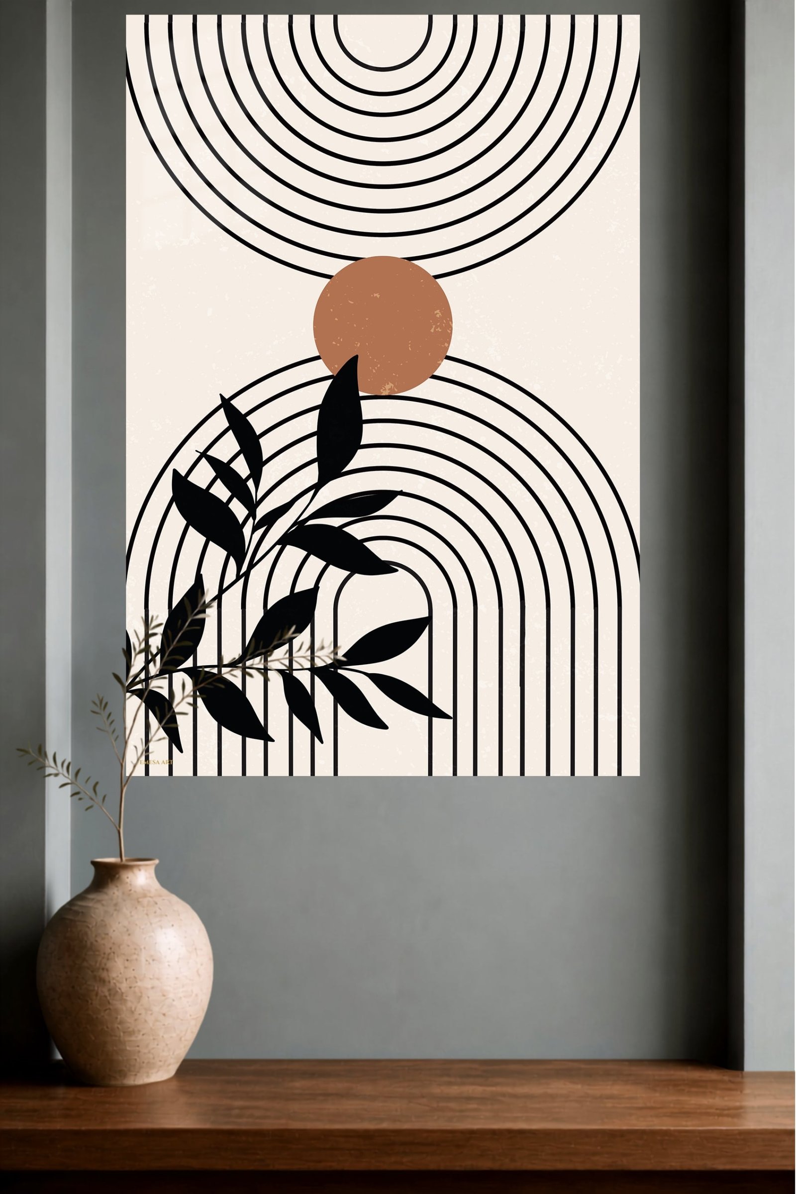 Terracotta Sun and Botanical Arches metal wall art print, view 4