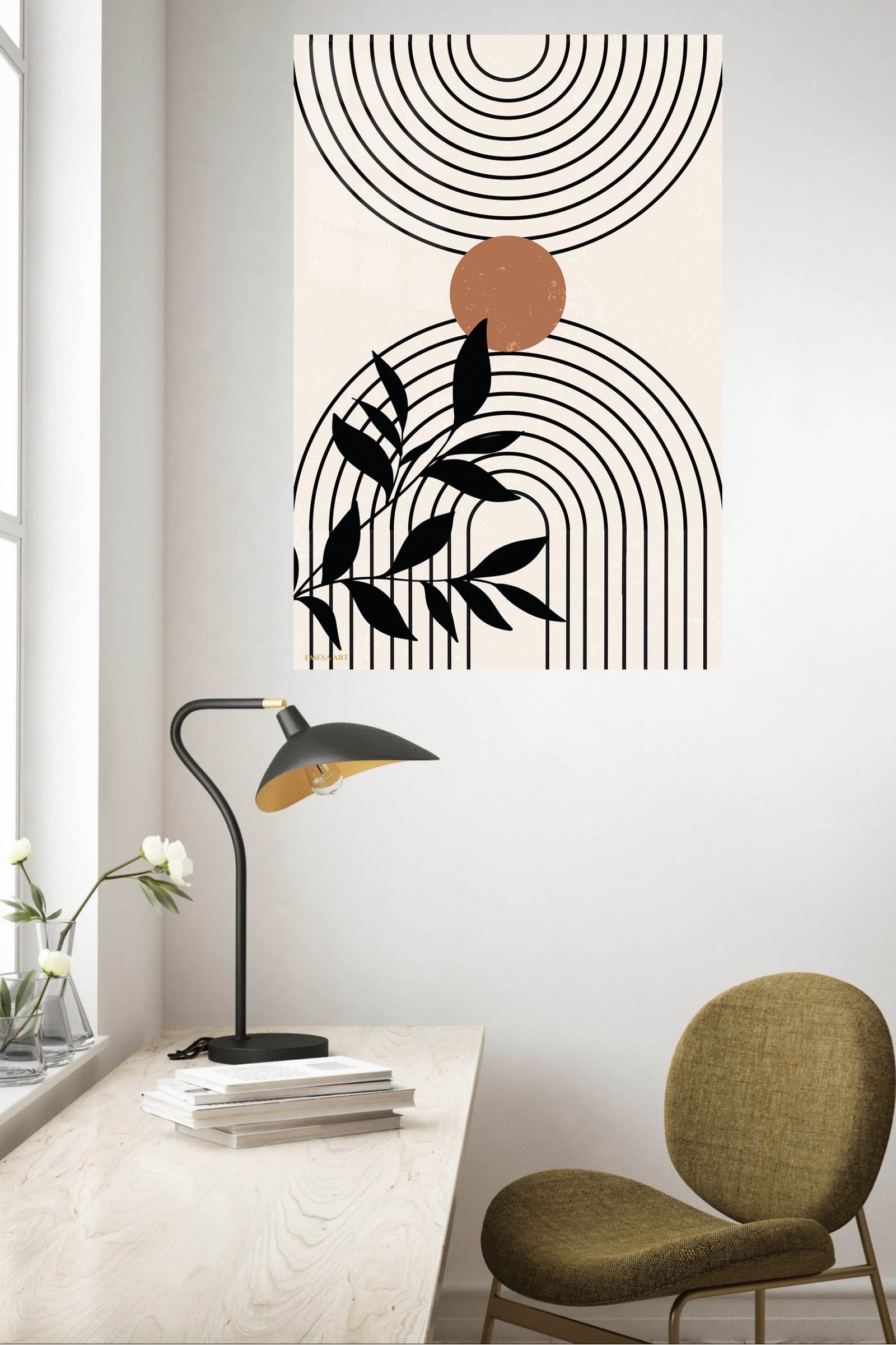 Terracotta Sun and Botanical Arches metal wall art print, view 5