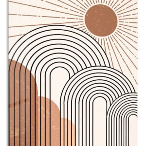 Terracotta Sun and Archways metal wall art print