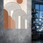 Terracotta Sun and Archways metal wall art print, view 4
