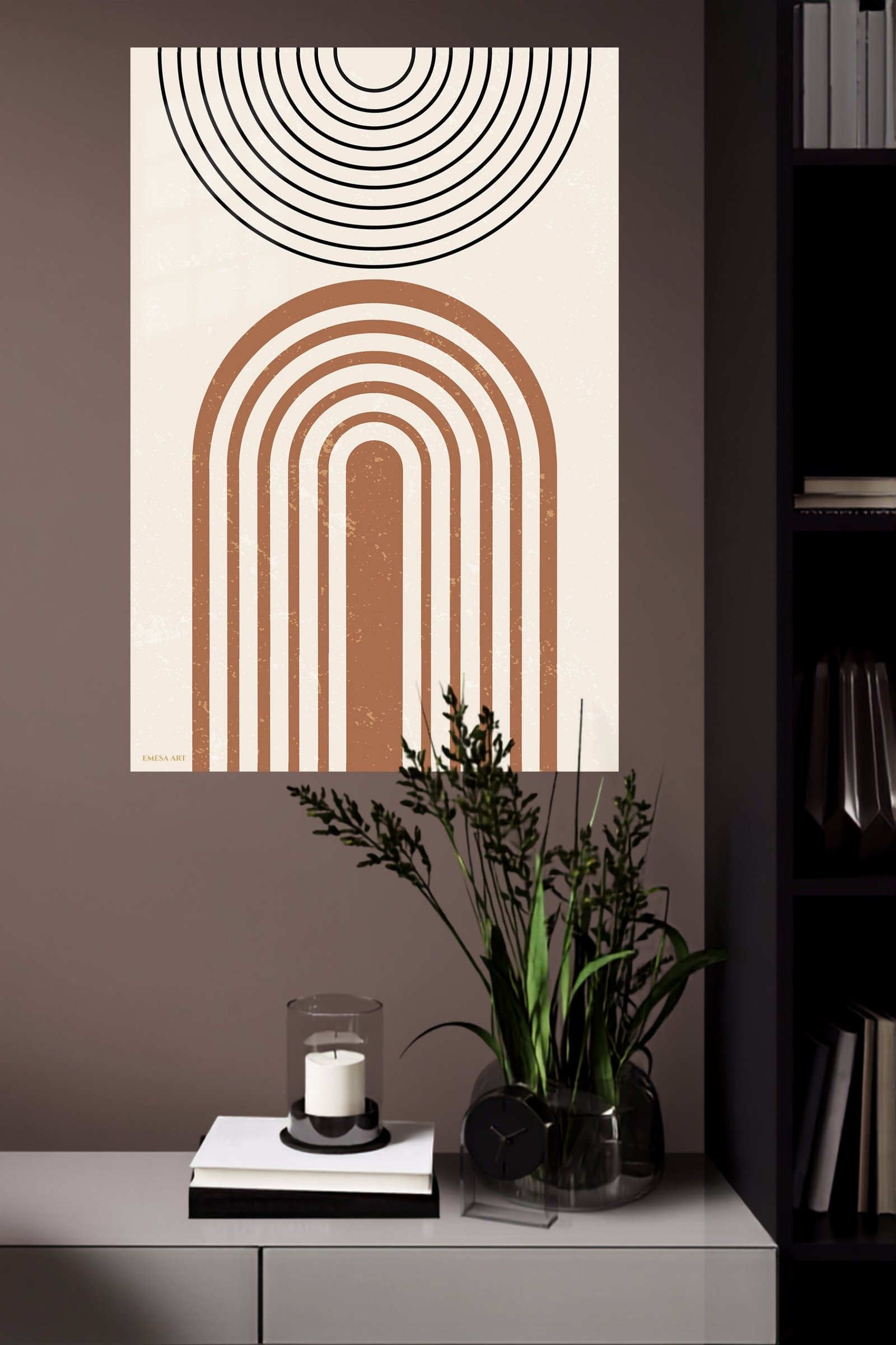 Earthy Arch and Circle metal wall art print, view 4