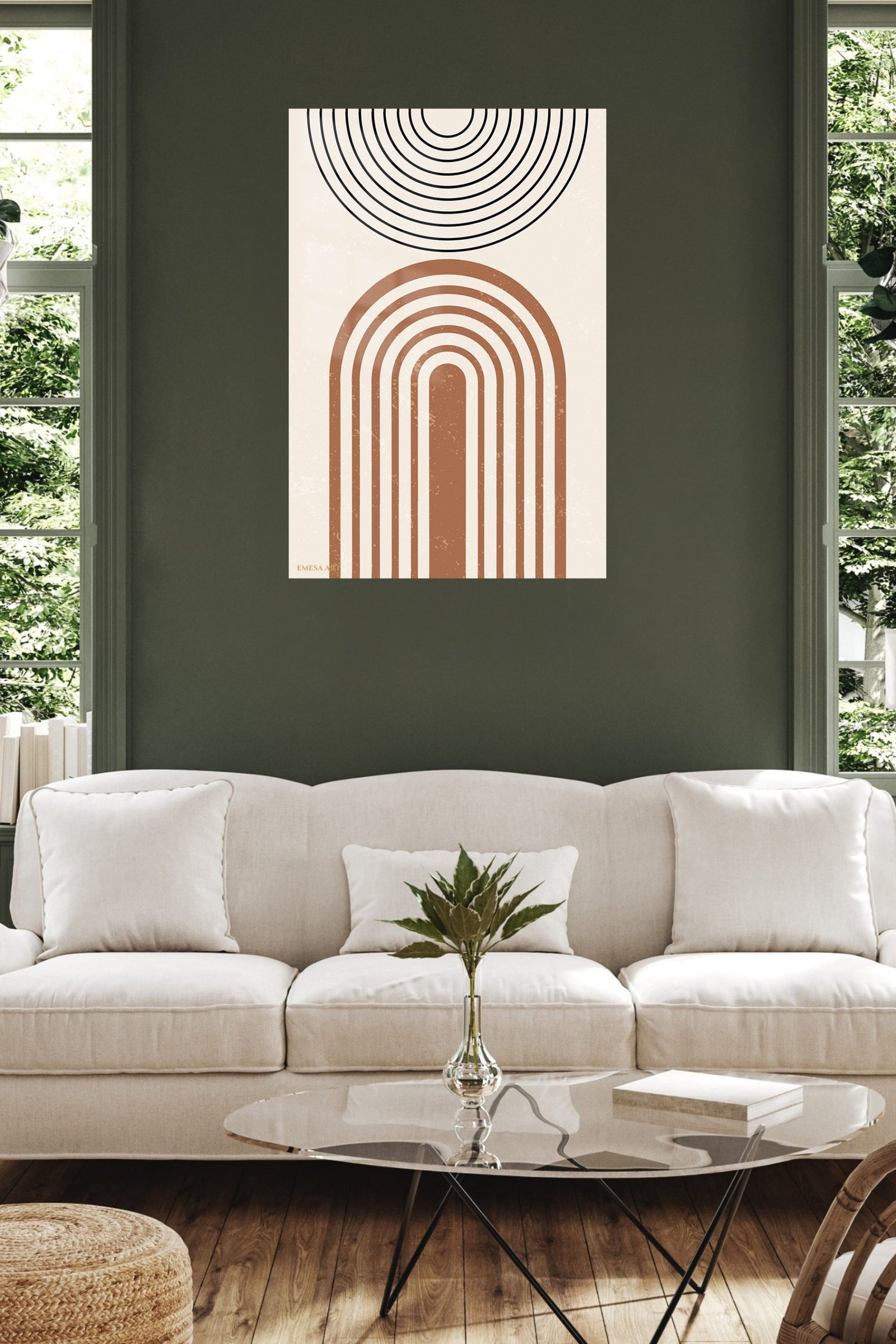 Earthy Arch and Circle metal wall art print, view 5