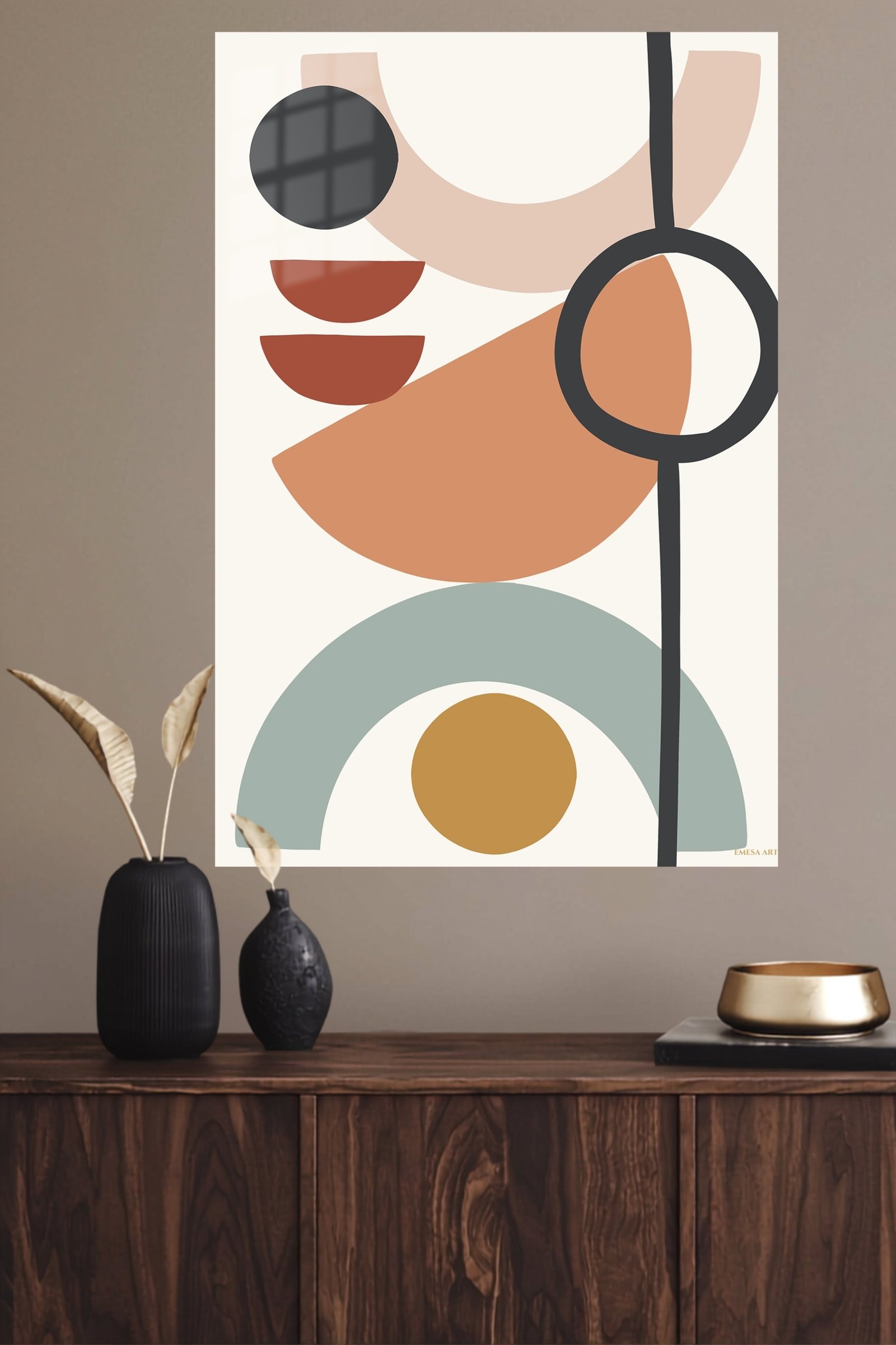 Earthy Geometric Balance metal wall art print, view 4