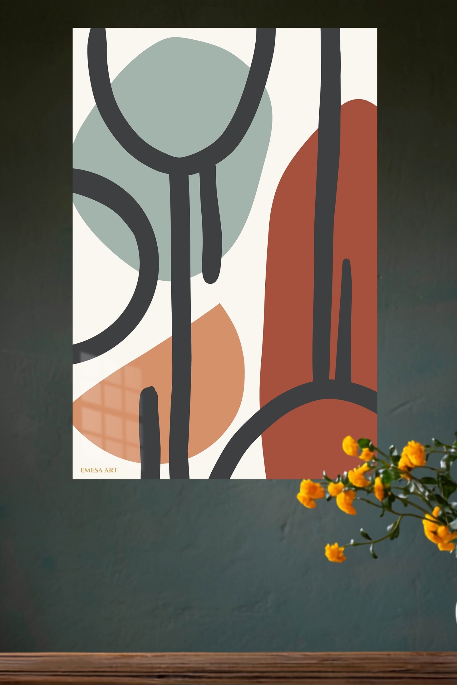 Earth Tone Linework metal wall art print, view 4