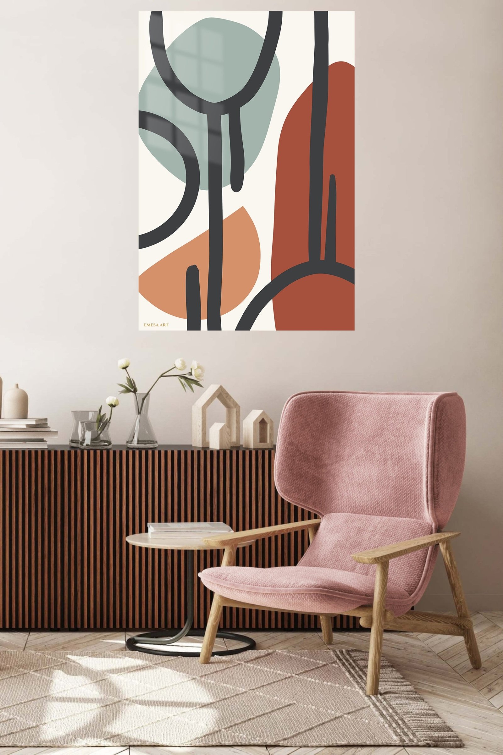 Earth Tone Linework metal wall art print, view 5