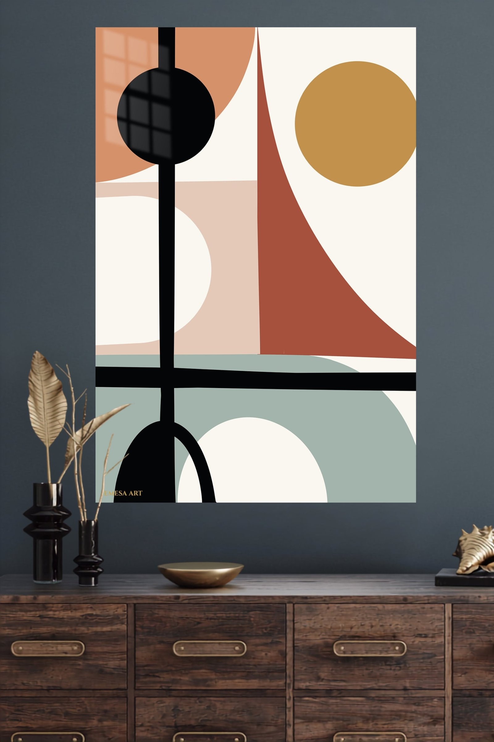 Earthy Geometric Balance metal wall art print, view 4