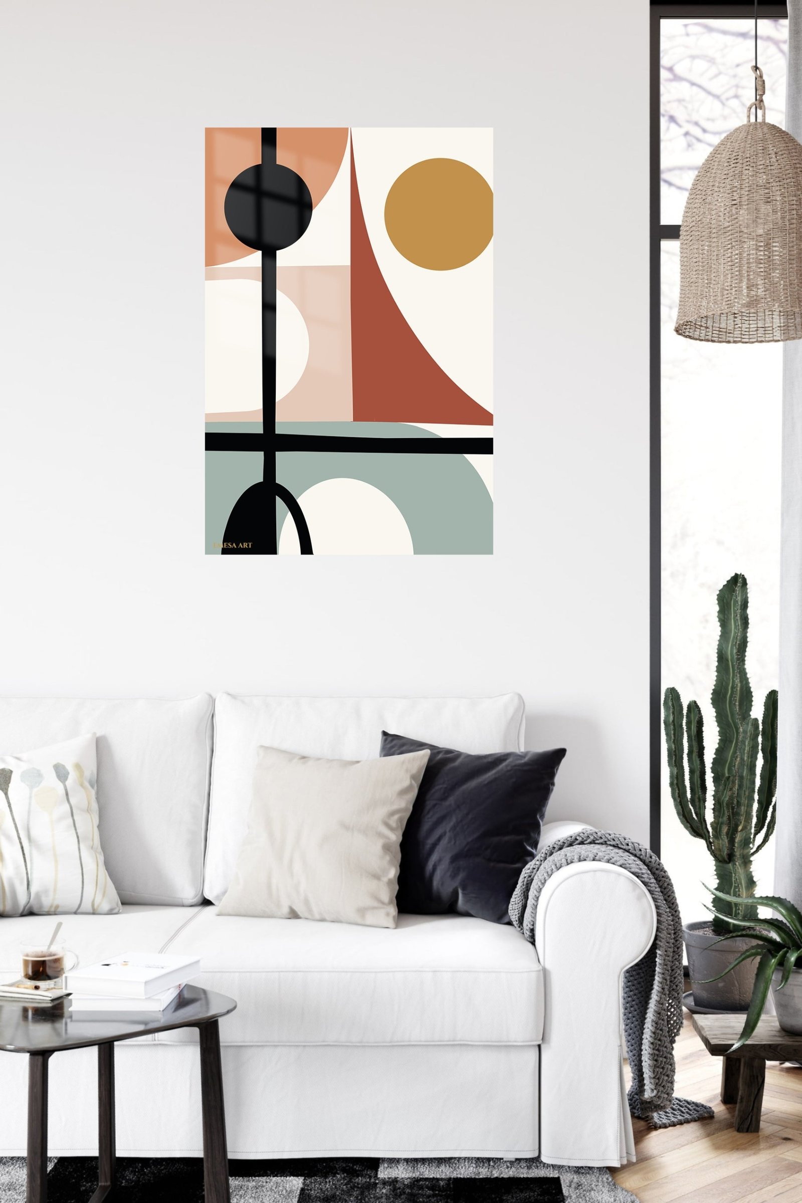 Earthy Geometric Balance metal wall art print, view 5