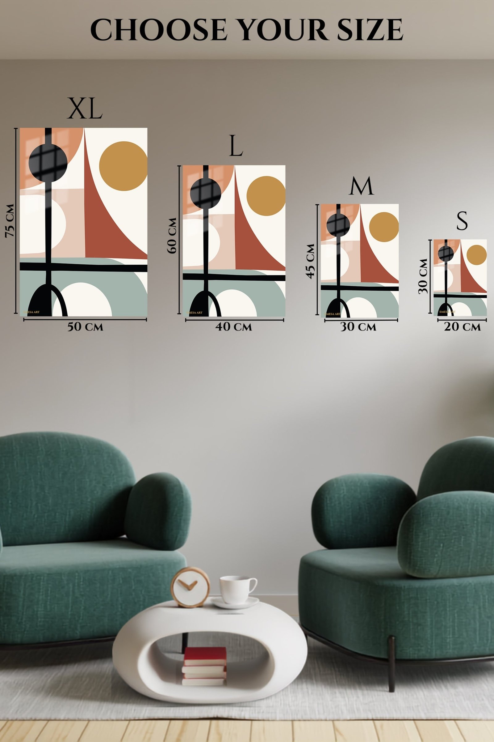 Earthy Geometric Balance metal wall art print, view 6