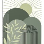 Sage Sun and Archway metal wall art print