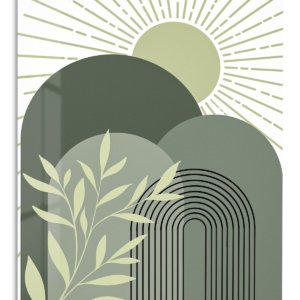Sage Sun and Archway metal wall art print