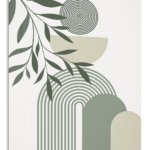 Olive Leaves and Arched Forms metal wall art print