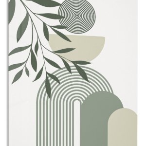 Olive Leaves and Arched Forms metal wall art print