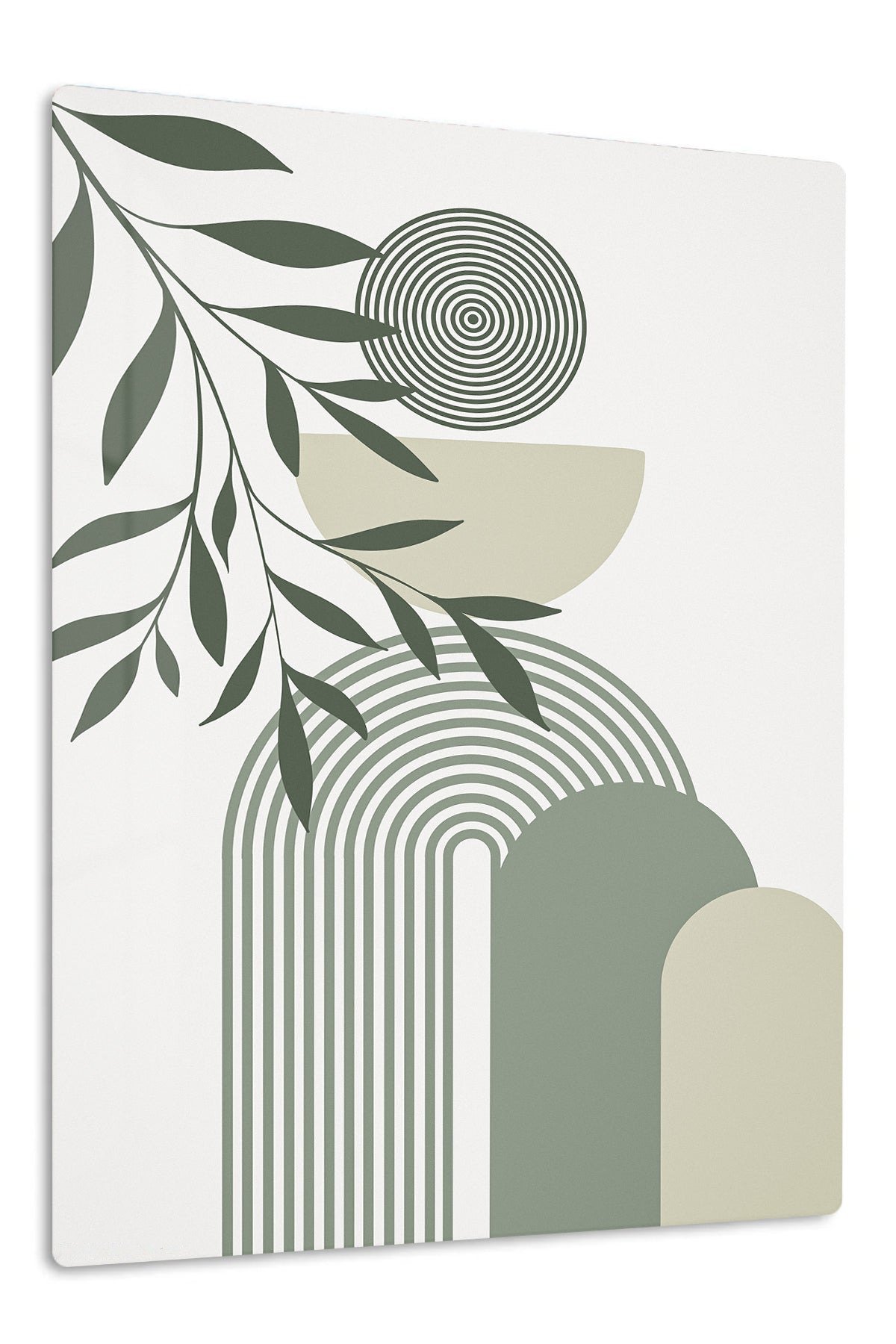Olive Leaves and Arched Forms metal wall art print