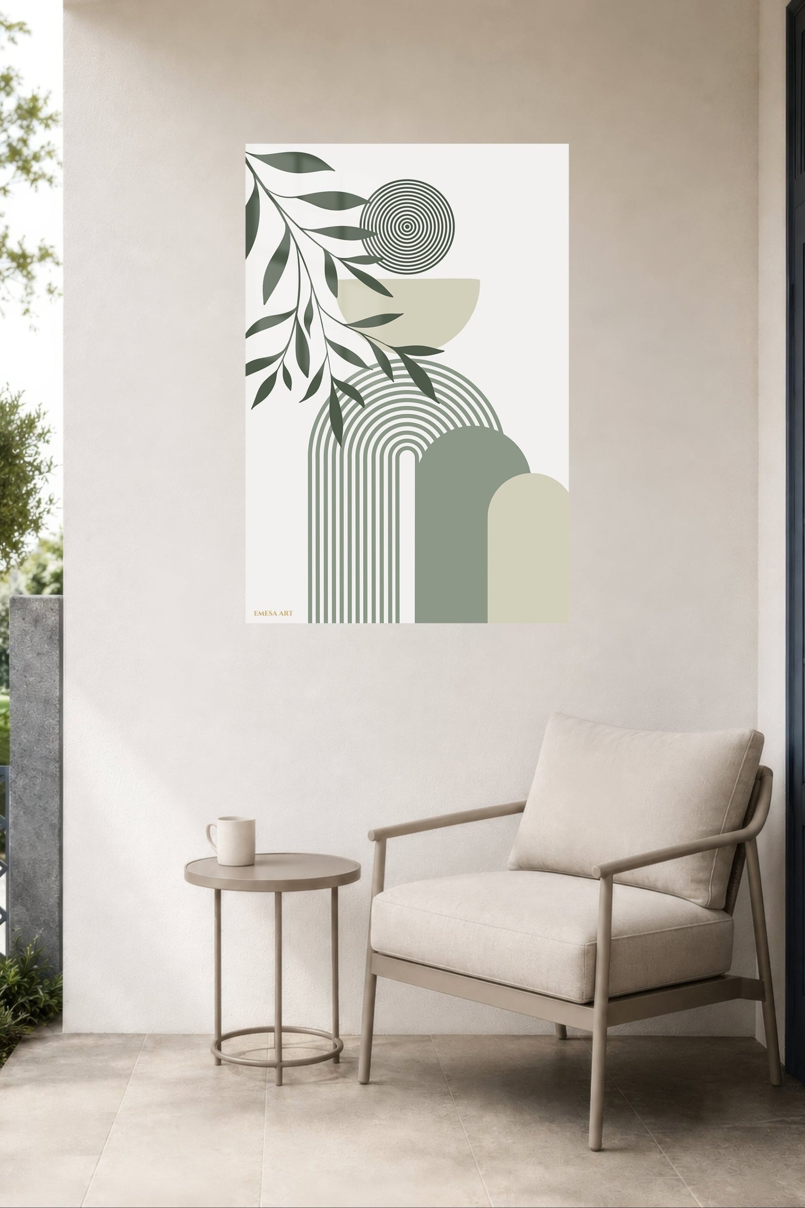 Olive Leaves and Arched Forms metal wall art print, view 5