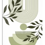 Olive Leaves and Geometric Arches metal wall art print