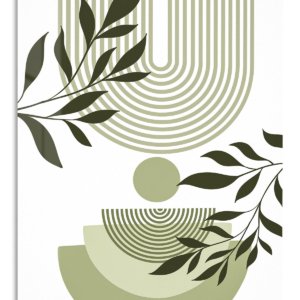 Olive Leaves and Geometric Arches metal wall art print