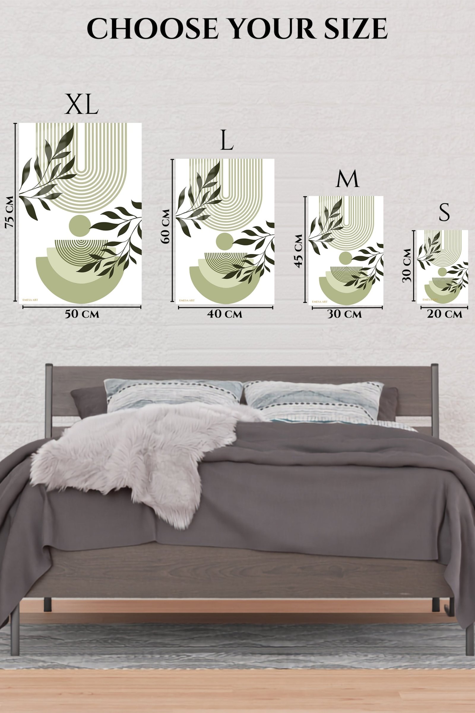 Olive Leaves and Geometric Arches metal wall art print, view 6