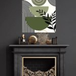 Olive Geometry Botanical Composition metal wall art print, view 4