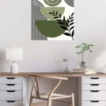 Olive Geometry Botanical Composition metal wall art print, view 5