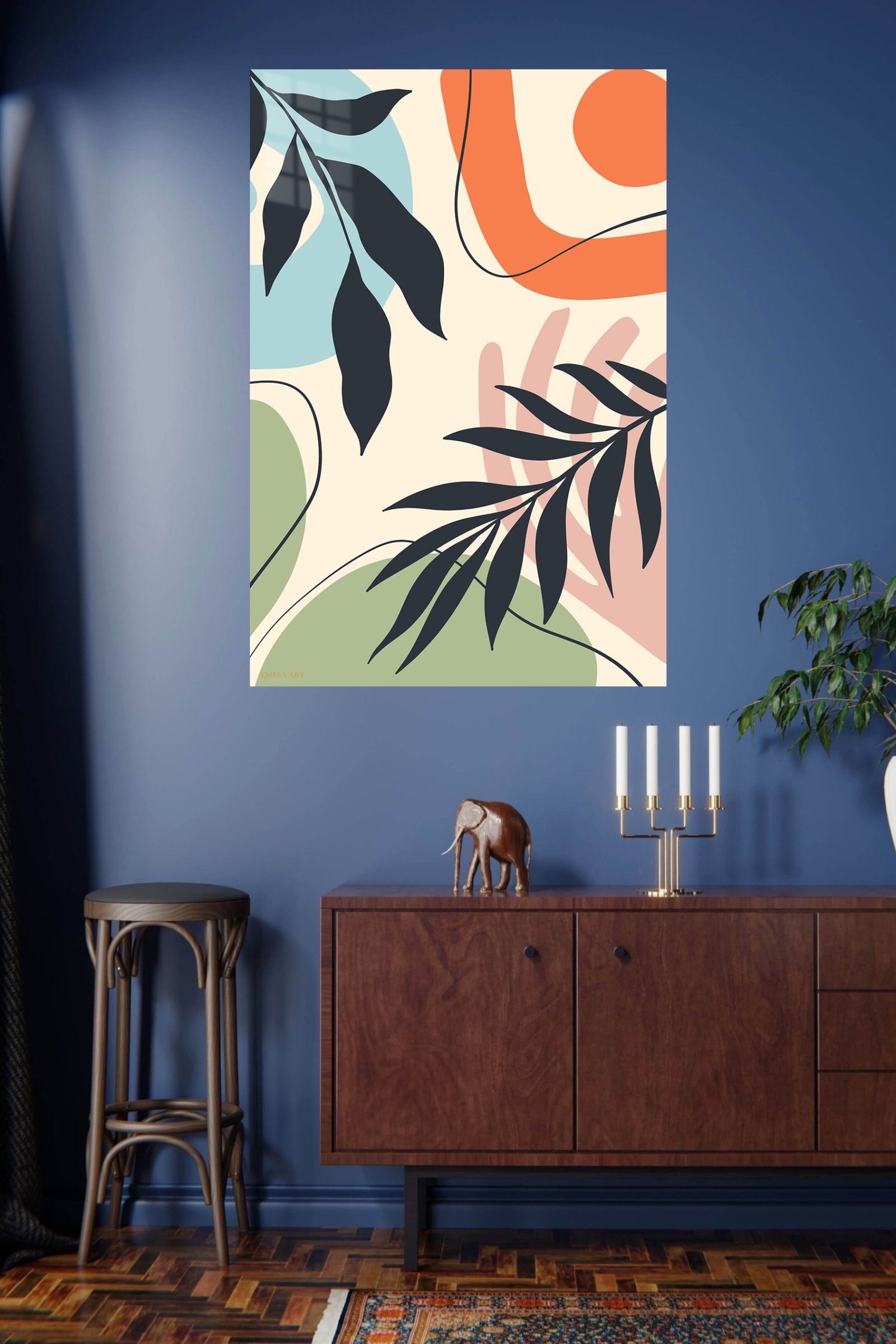 Abstract Botanical Harmony metal wall art print, view 4