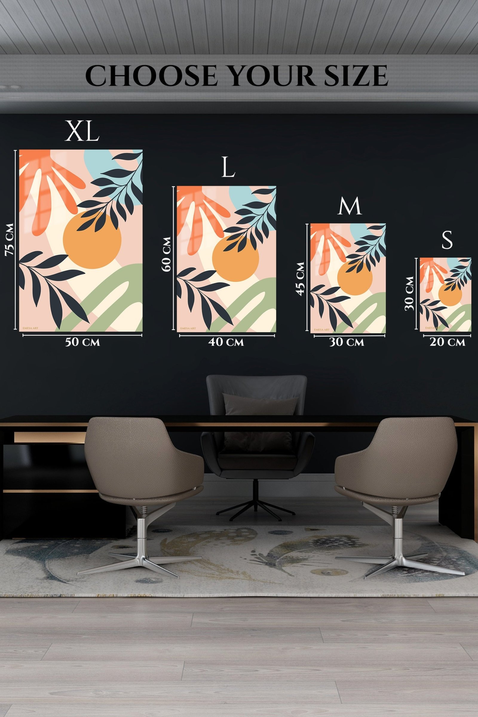 Sunlit Botanical Shapes metal wall art print, view 6