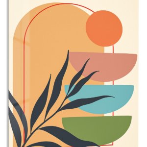 Terracotta Botanical Balance metal wall art print