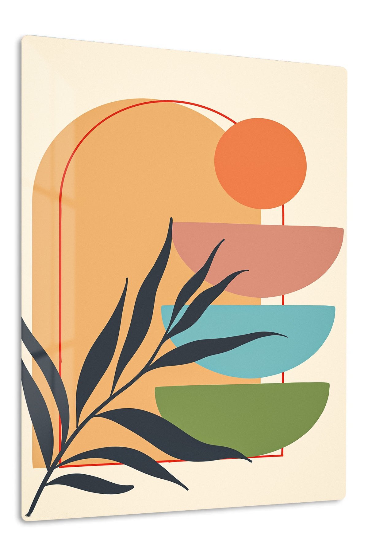 Terracotta Botanical Balance metal wall art print