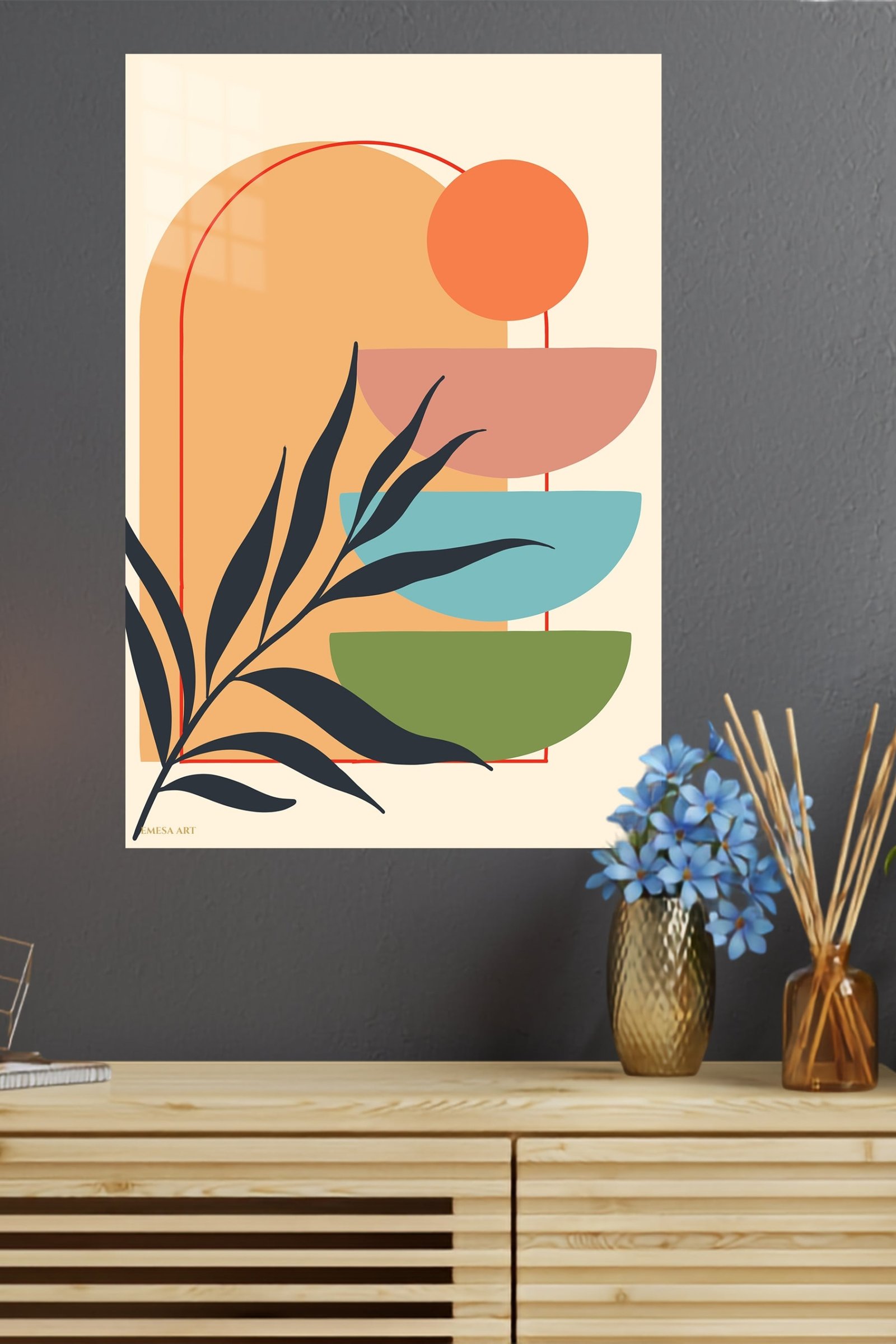 Terracotta Botanical Balance metal wall art print, view 4