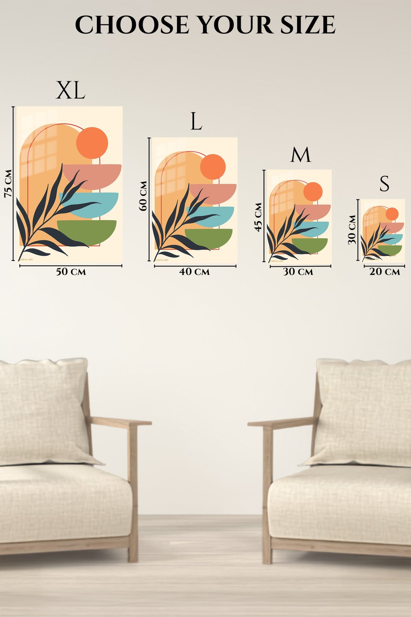 Terracotta Botanical Balance metal wall art print, view 6