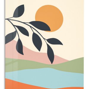 Sunlit Botanical Hills metal wall art print