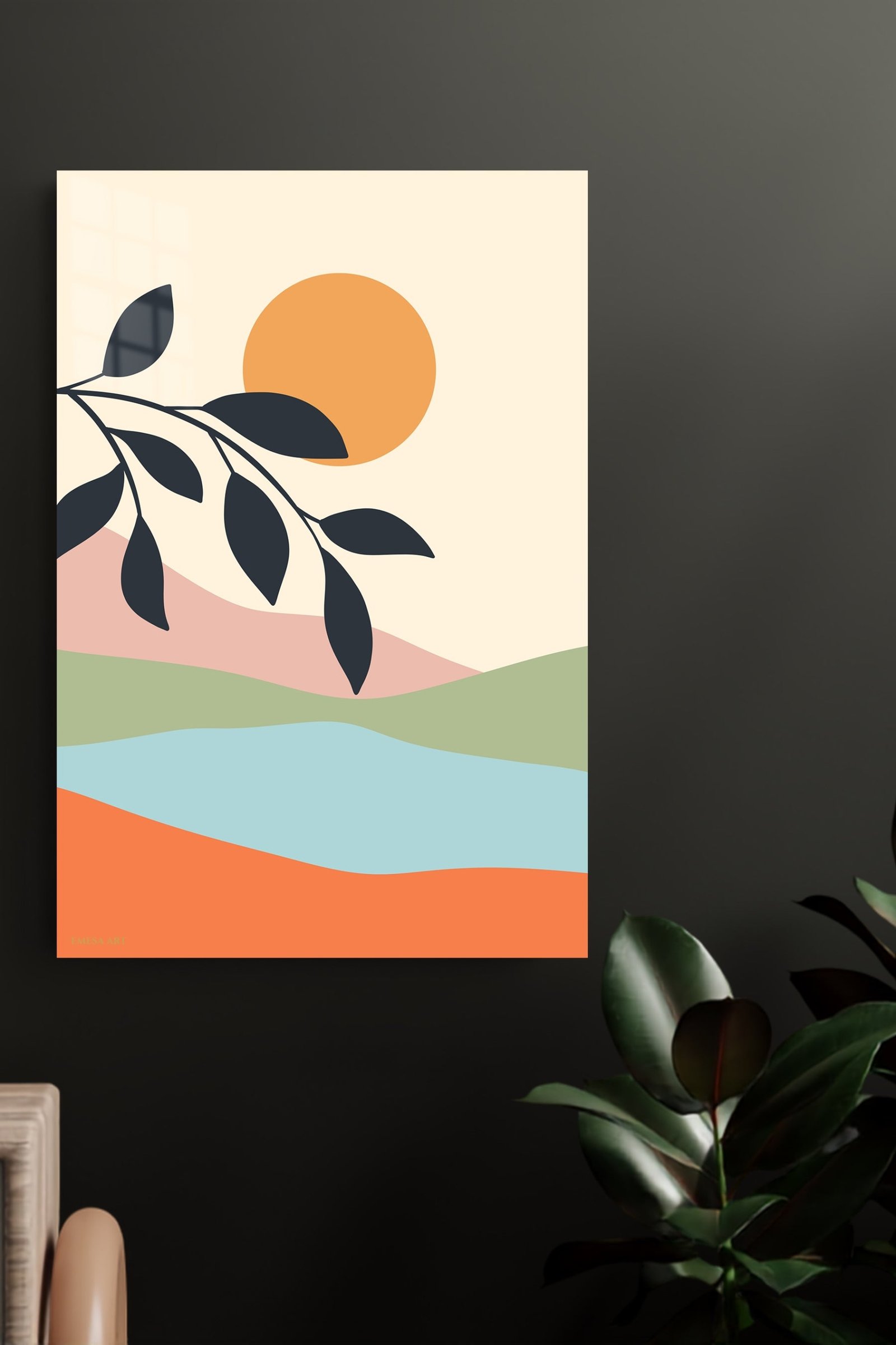Sunlit Botanical Hills metal wall art print, view 4