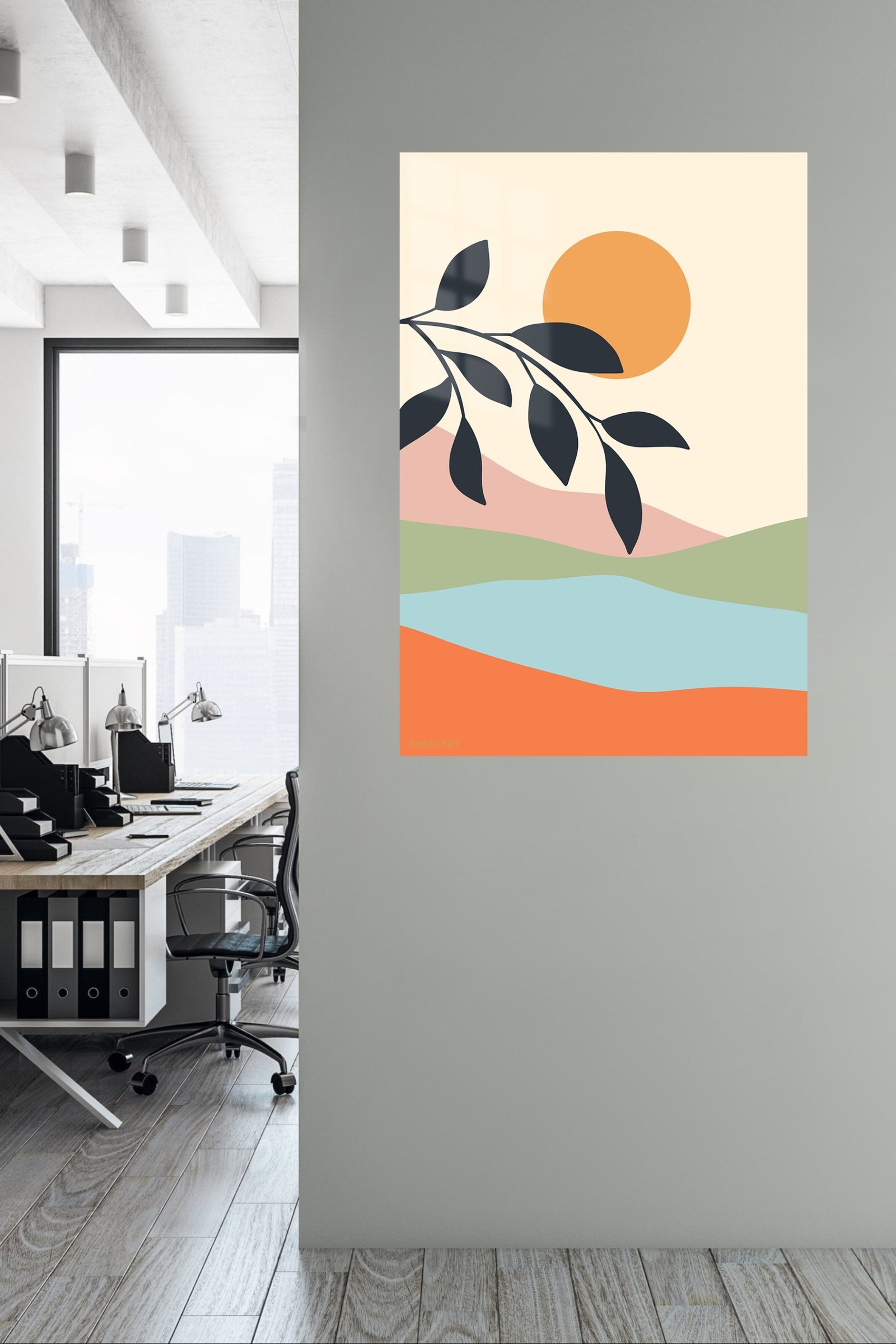Sunlit Botanical Hills metal wall art print, view 5