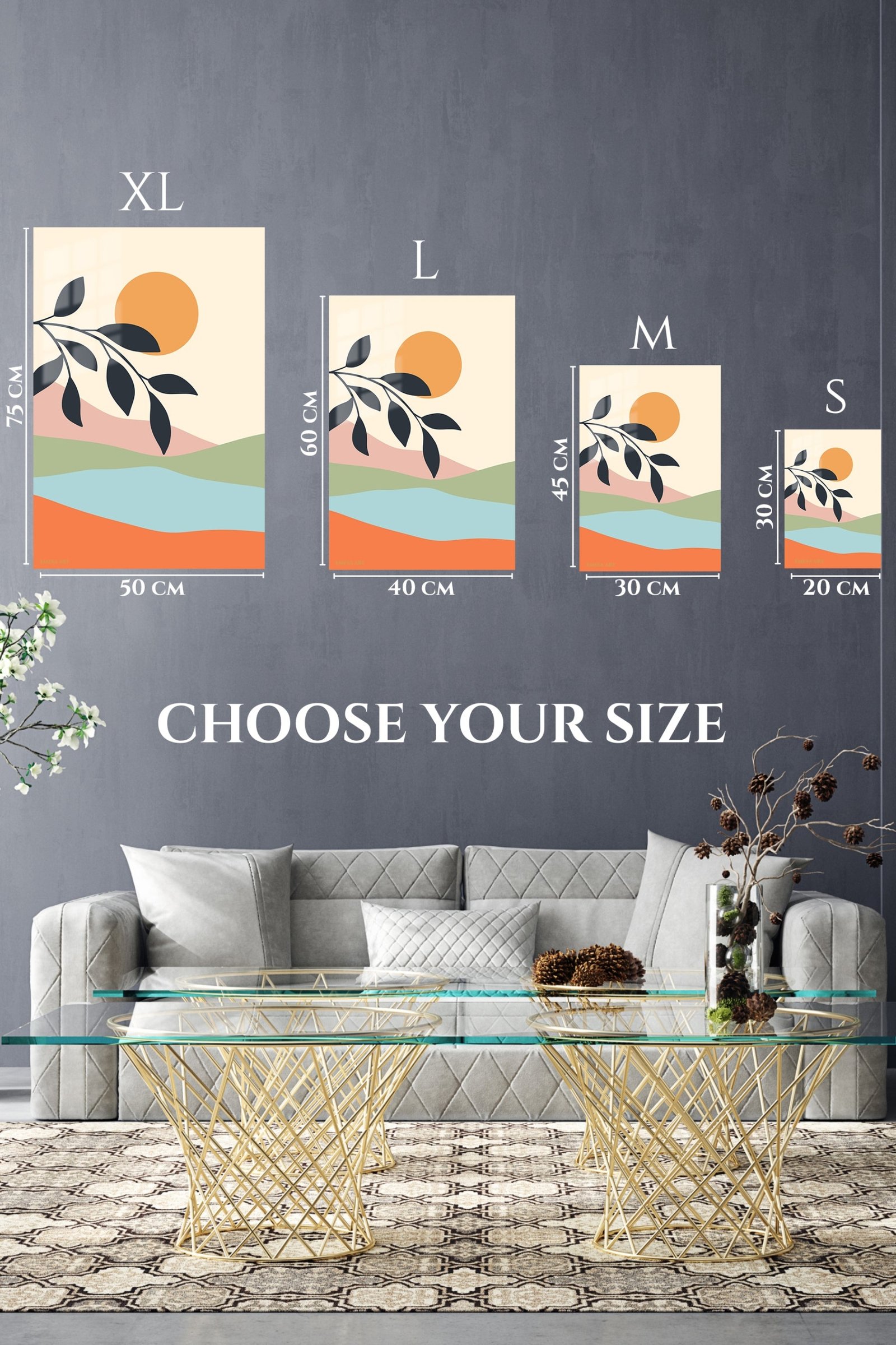 Sunlit Botanical Hills metal wall art print, view 6