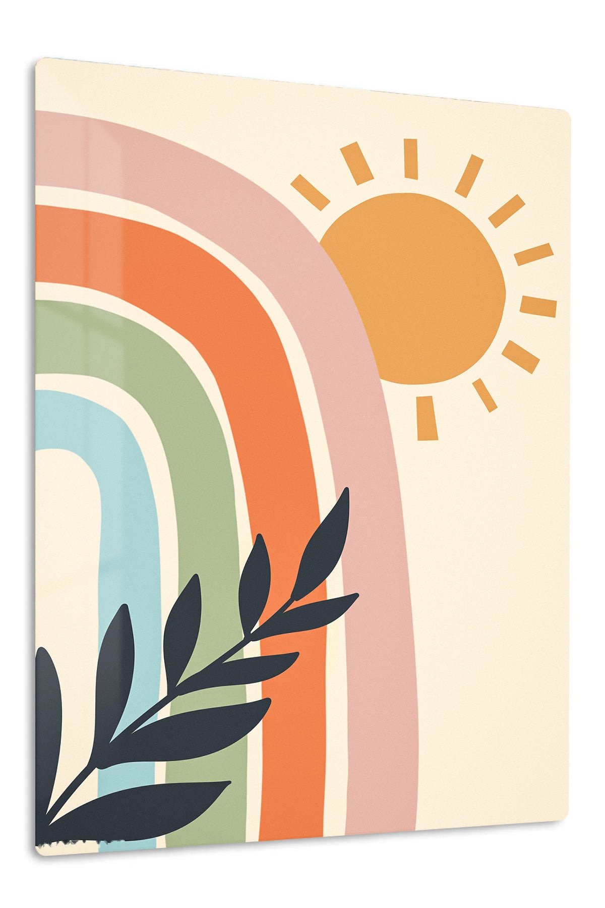 Sunlit Rainbow Leaves metal wall art print