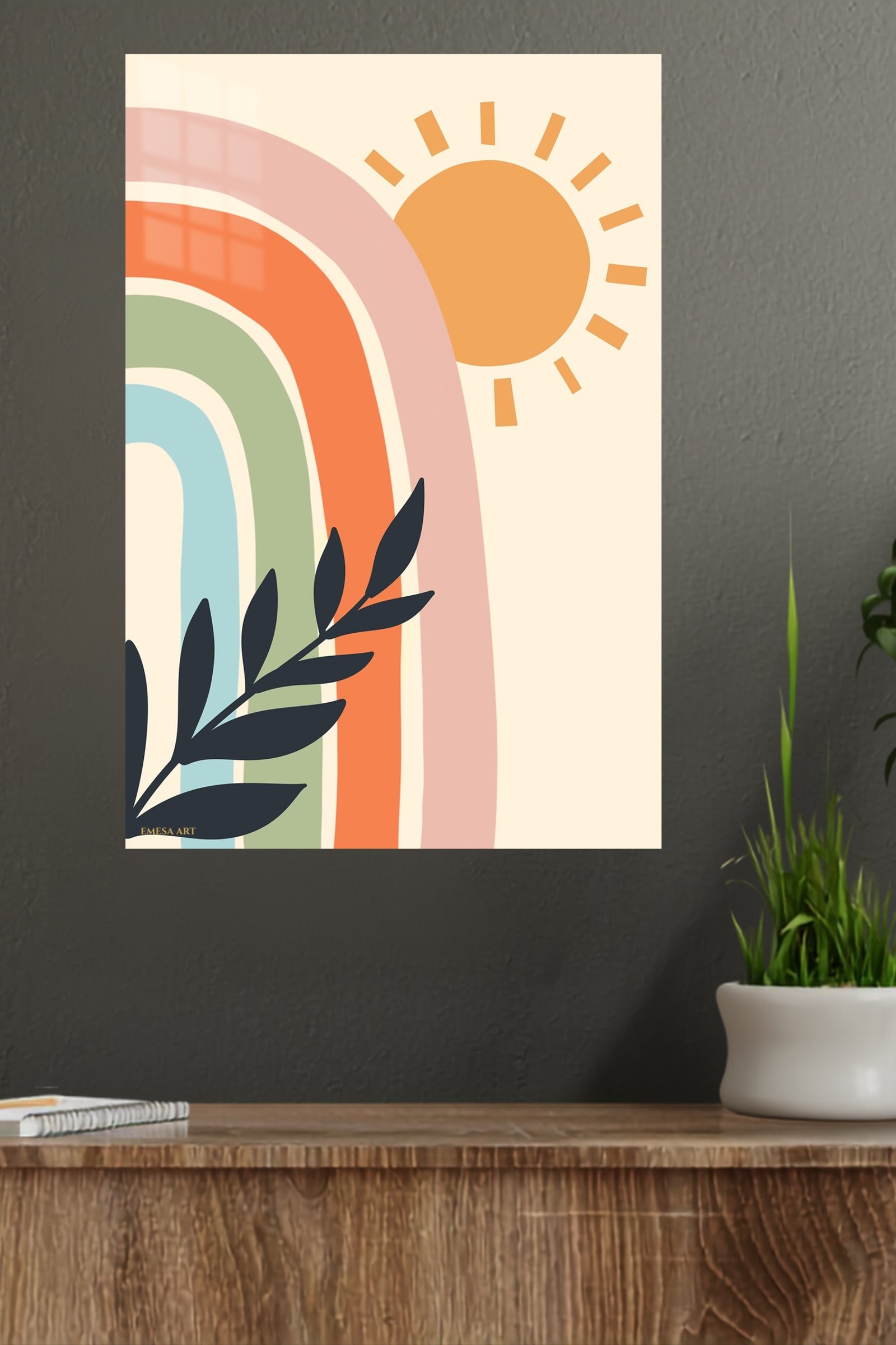 Sunlit Rainbow Leaves metal wall art print, view 4