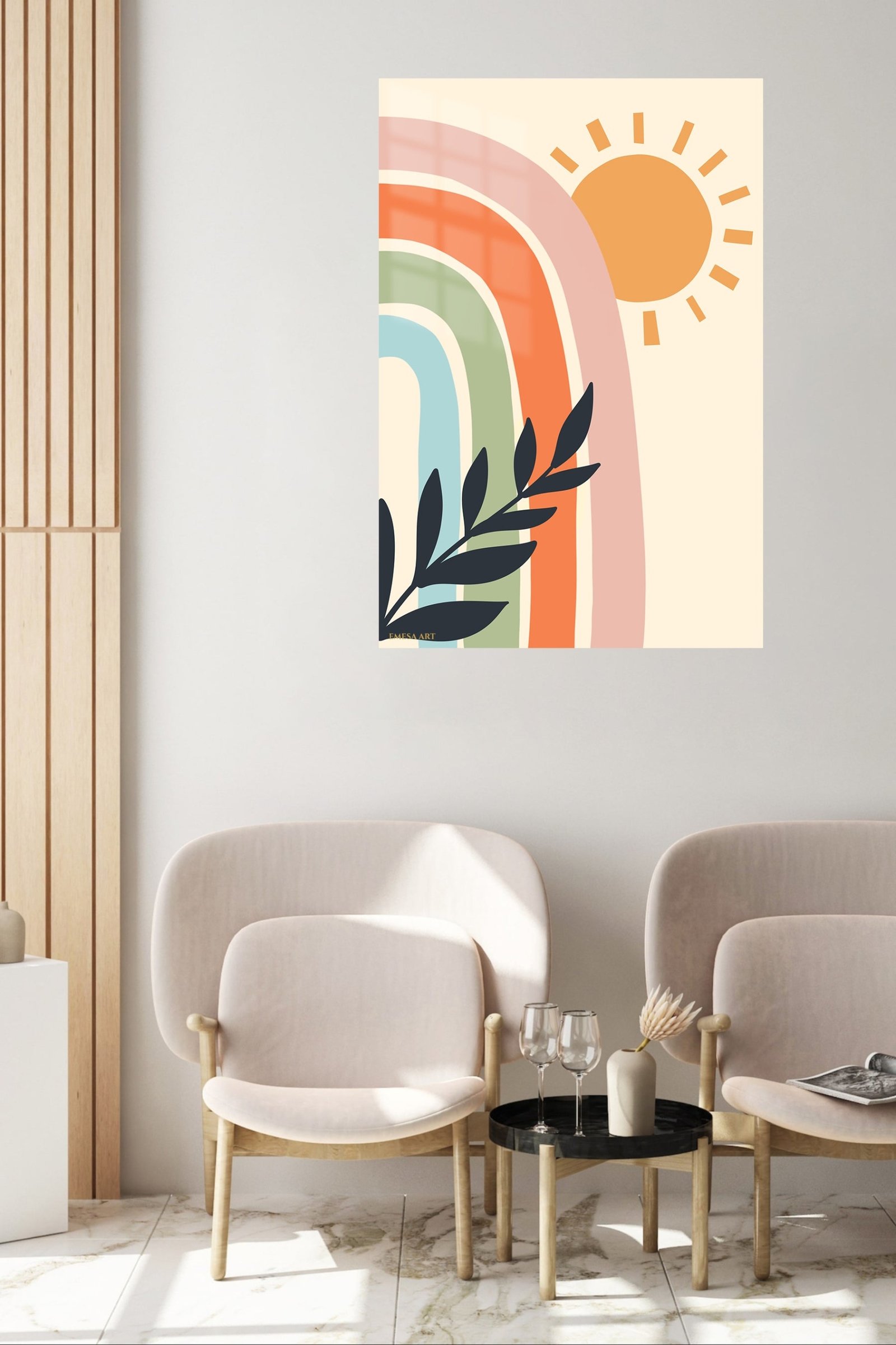 Sunlit Rainbow Leaves metal wall art print, view 5