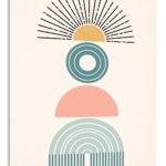 Retro Sun and Arch Balance metal wall art print