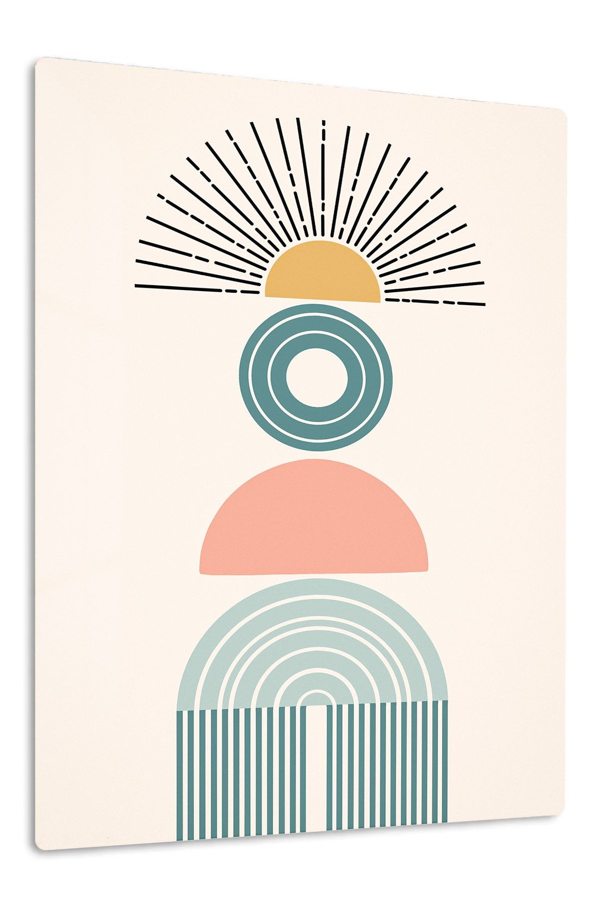 Retro Sun and Arch Balance metal wall art print