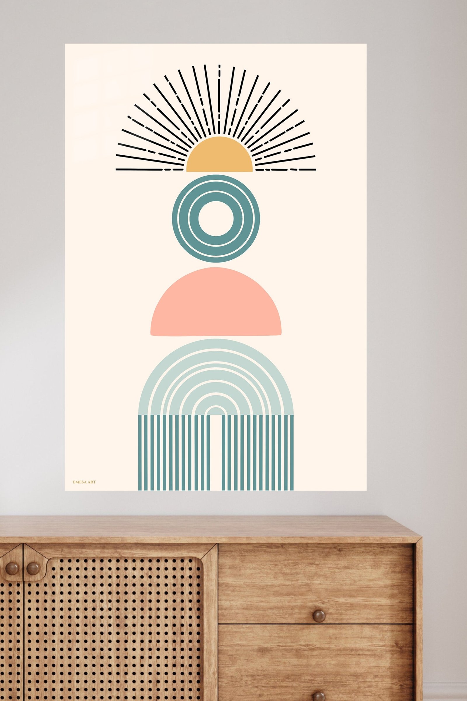 Retro Sun and Arch Balance metal wall art print, view 4