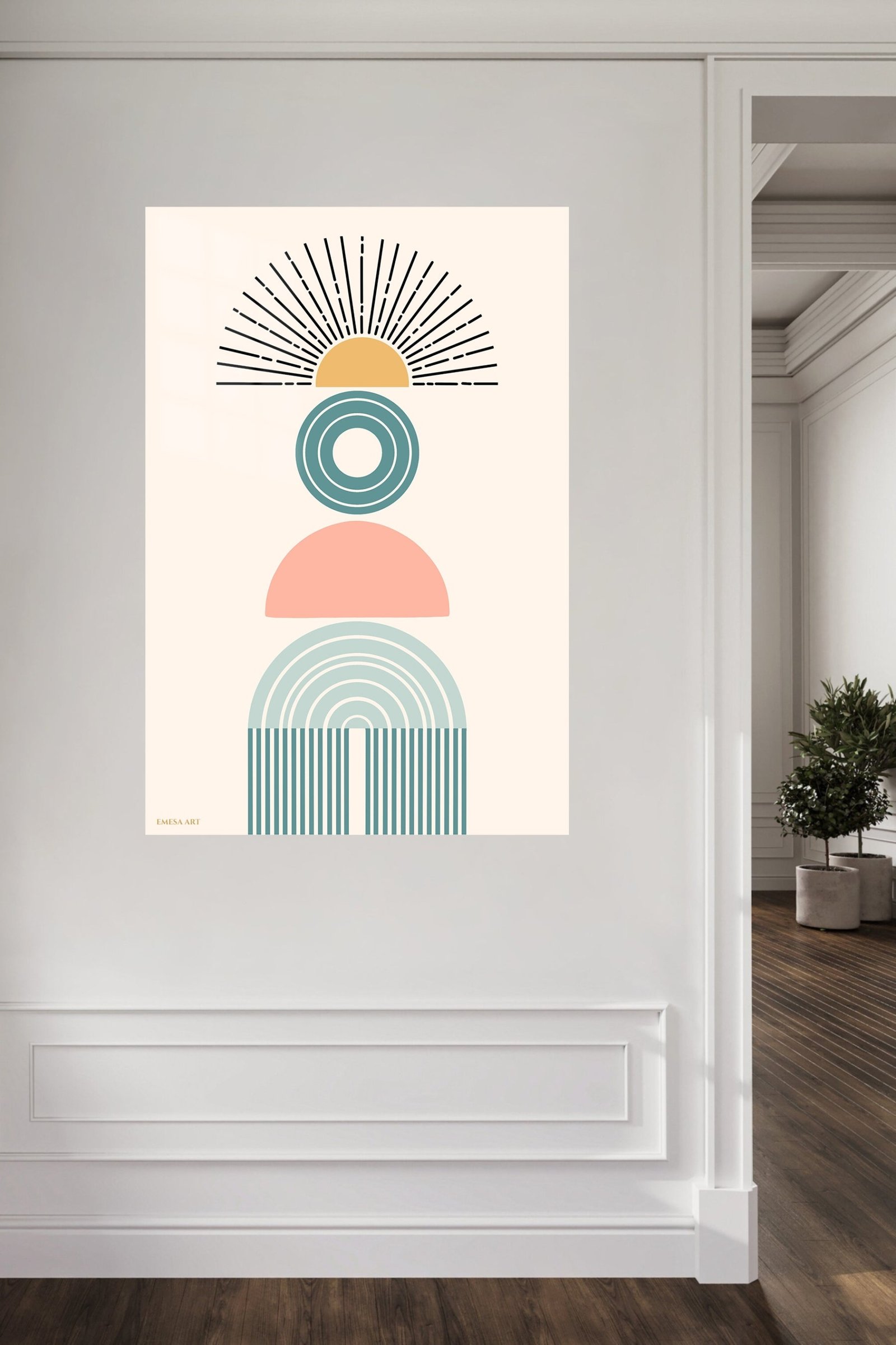 Retro Sun and Arch Balance metal wall art print, view 5