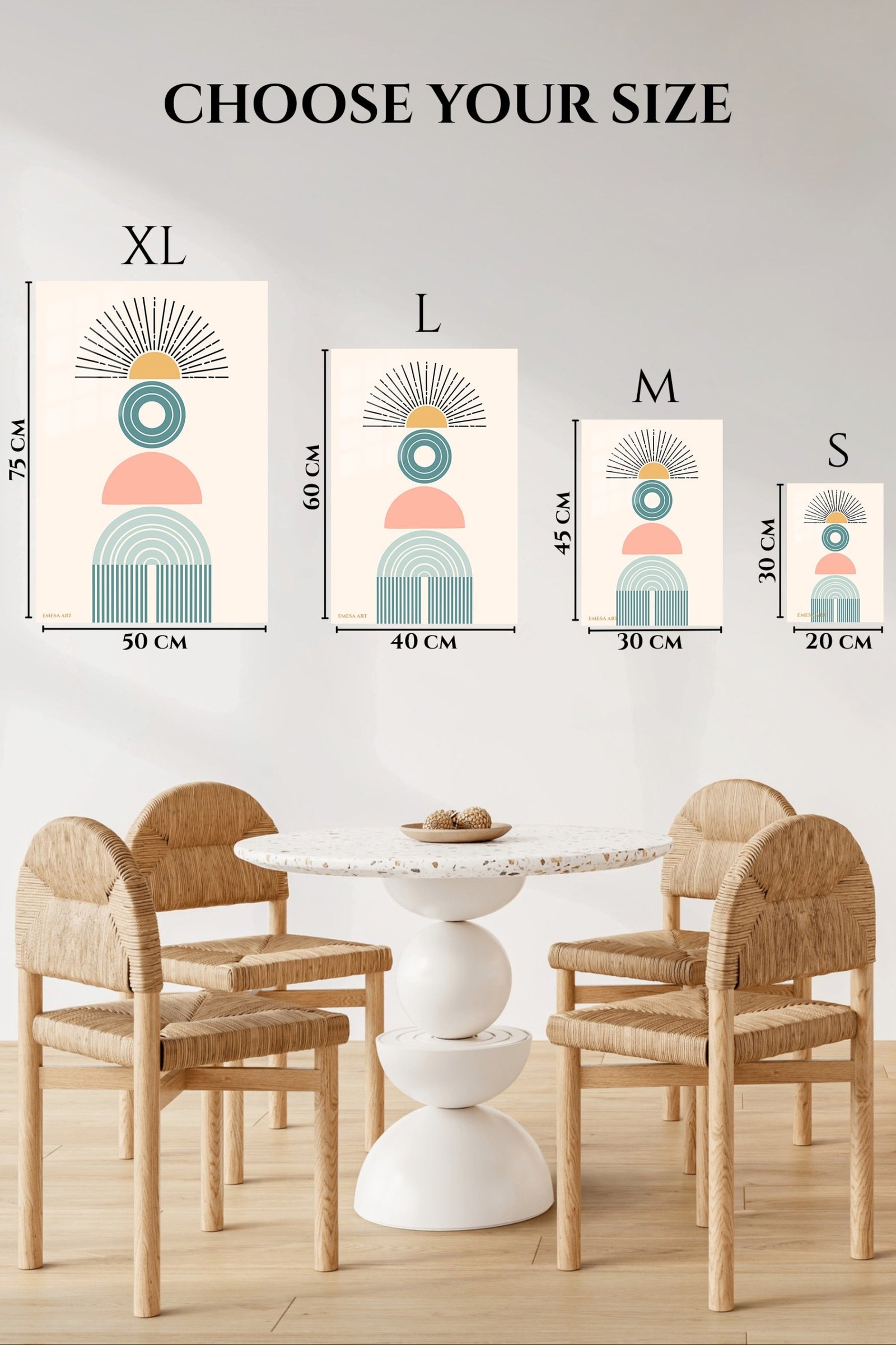 Retro Sun and Arch Balance metal wall art print, view 6