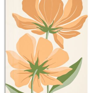 Peach Wildflower Pair metal wall art print