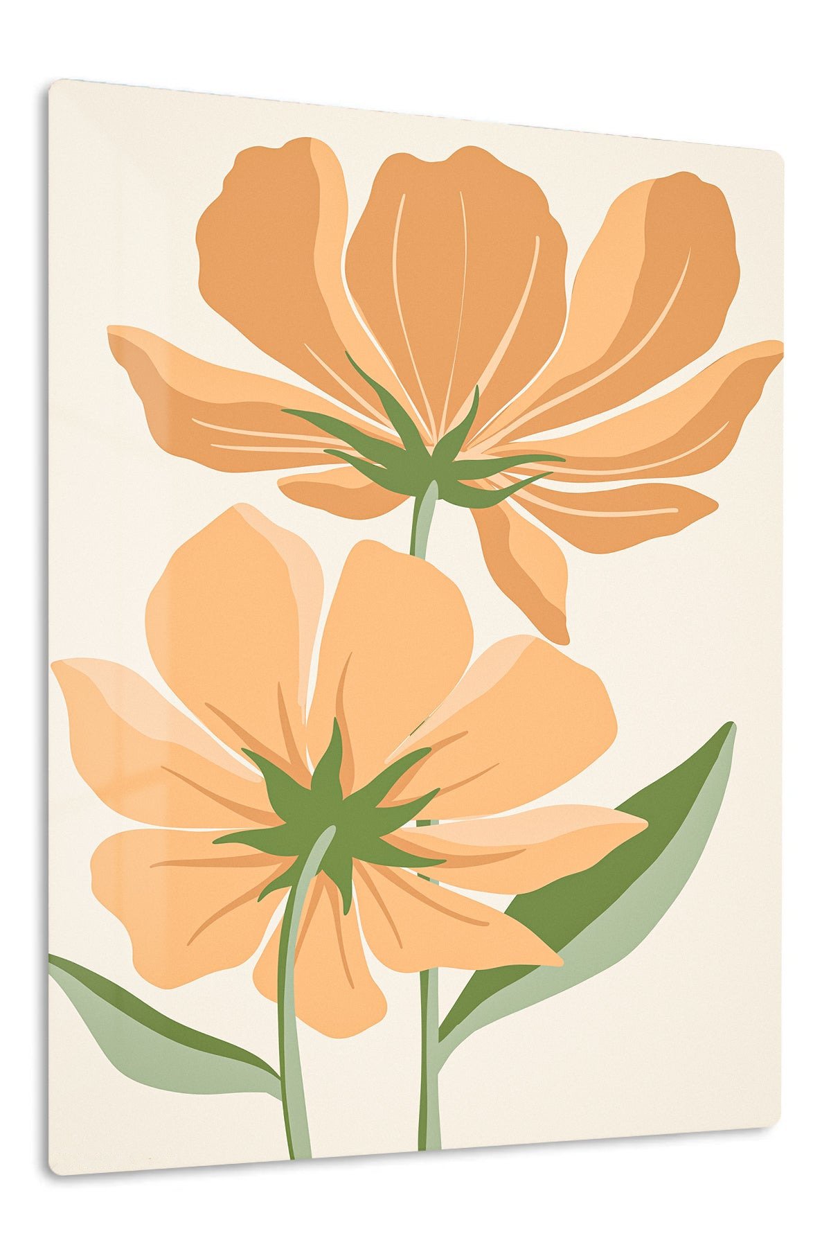 Peach Wildflower Pair metal wall art print