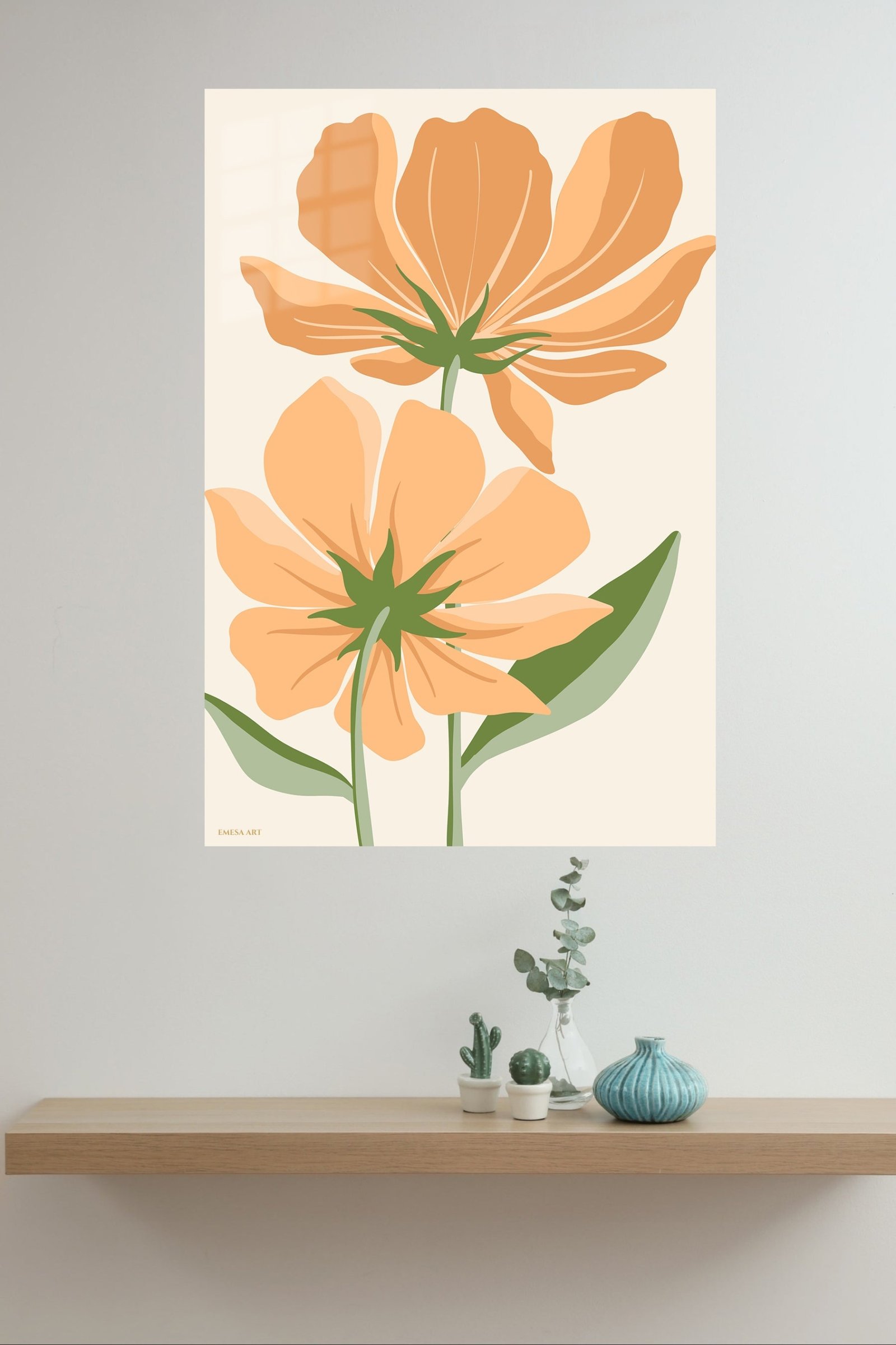 Peach Wildflower Pair metal wall art print, view 4