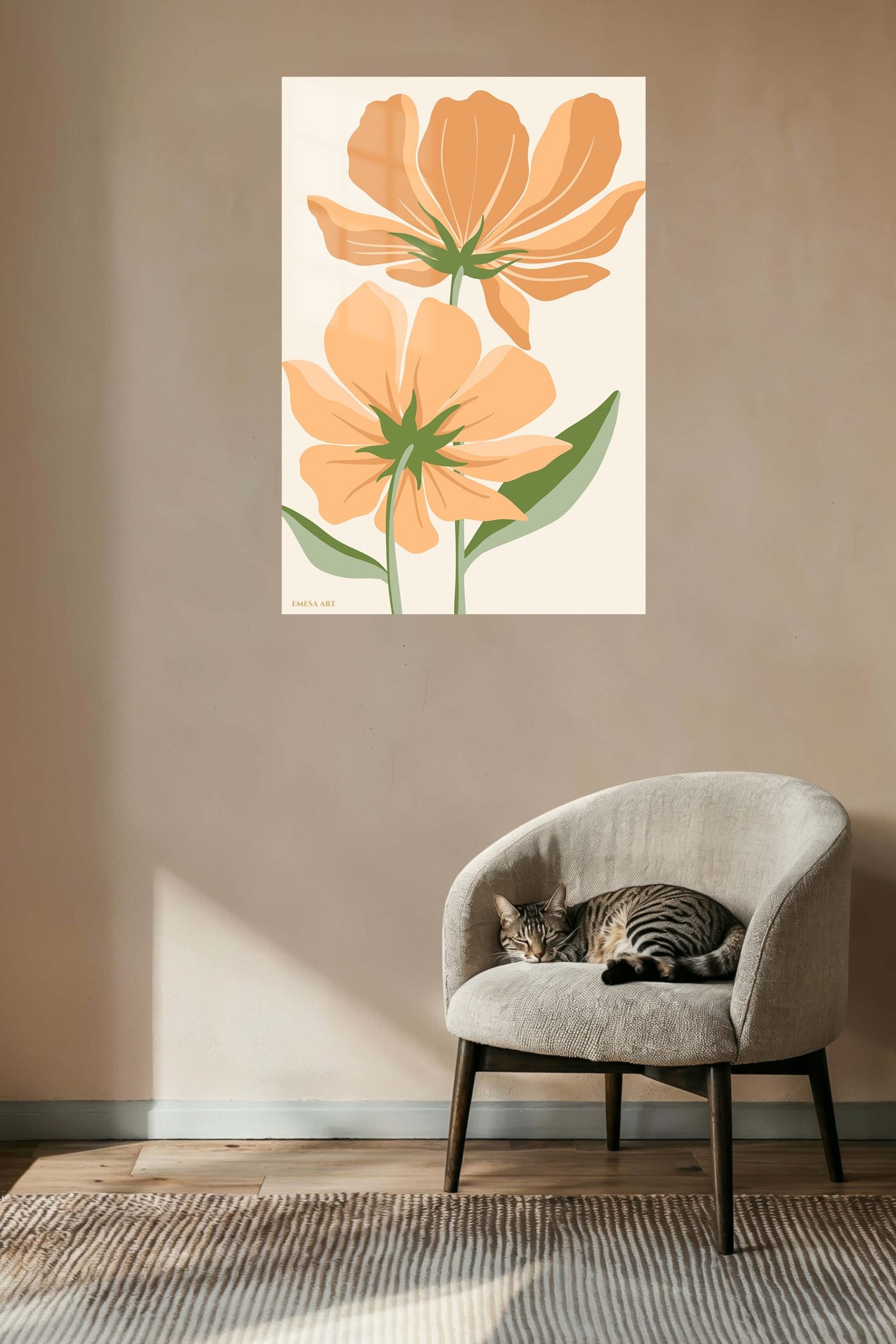 Peach Wildflower Pair metal wall art print, view 5