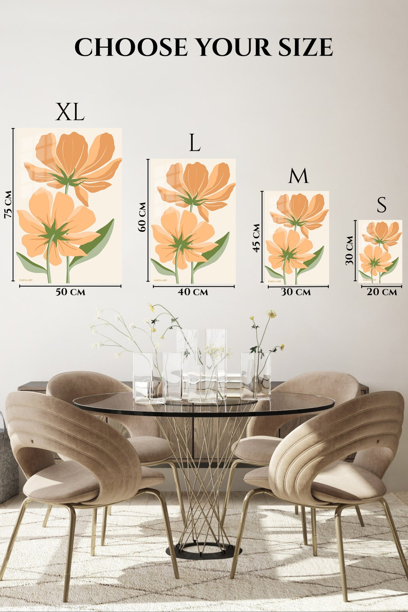 Peach Wildflower Pair metal wall art print, view 6