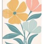 Pastel Wildflower Duo metal wall art print